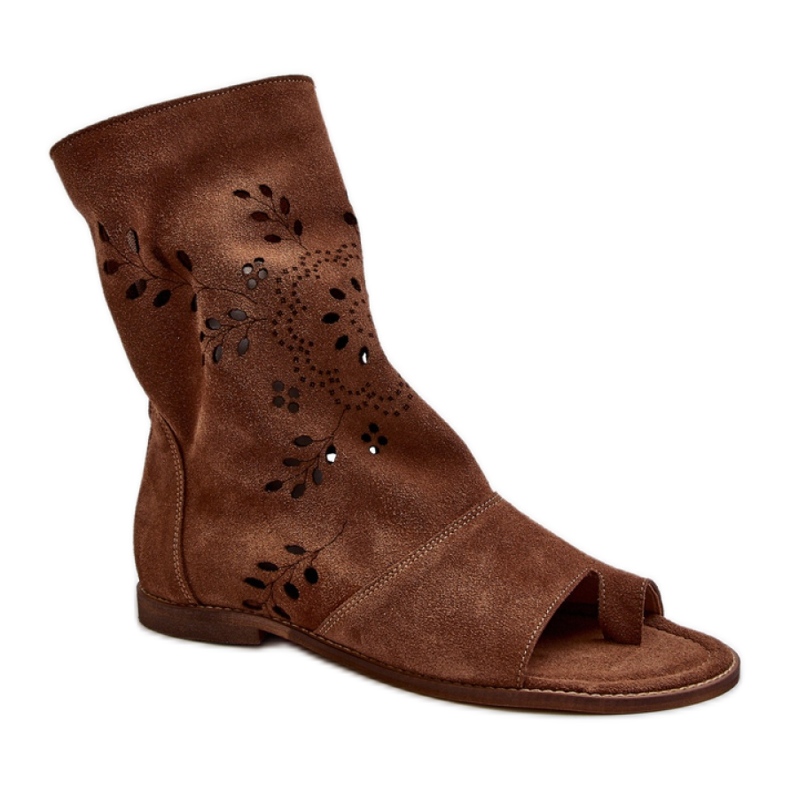 Sandały z cholewką Zazoo 3437 Brązowe