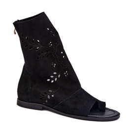 Sandały z cholewką Zazoo 3437 Black czarne