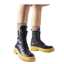 Czarne trapery na żółtej podeszwie Quennie - Solea