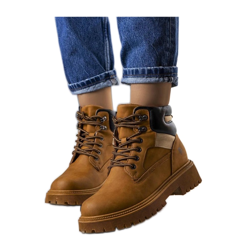 Brązowe ocieplane traperki Nadel - Solea