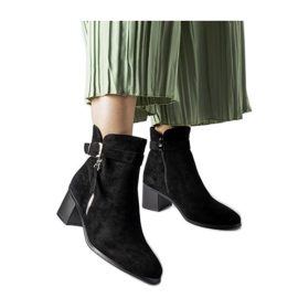 Czarne botki na niskim słupku Bédard - Solea