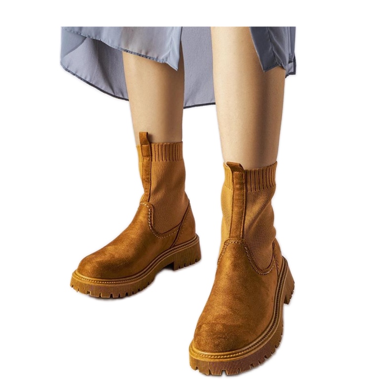 Brązowe botki eko-zamsz Big Star MM274541