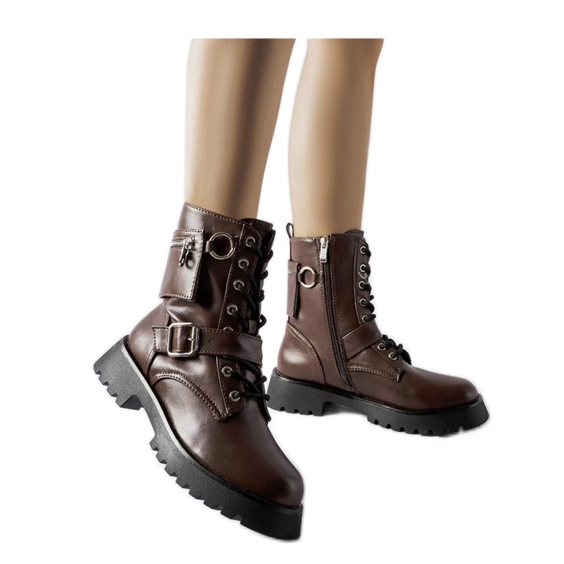 Brązowe ocieplane workery z saszetką