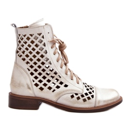 Wysokie Botki Ażurowe Zazoo 2695/004 Gold złoty