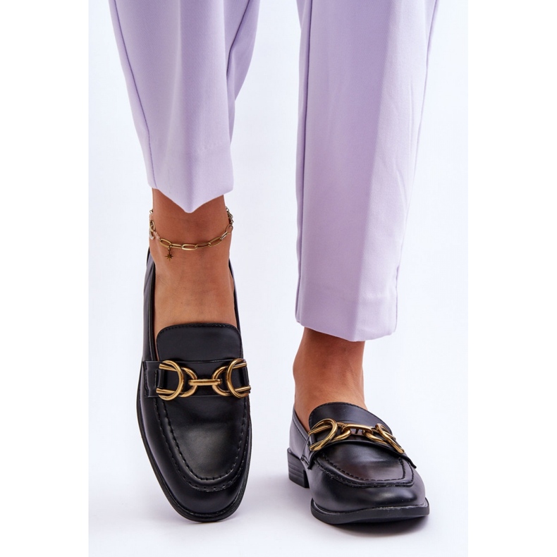 Mokasyny Z Ozdobą 2623-1 Black czarne