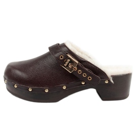 Klapki drewniaki Scholl Iconic F298121011 brązowe
