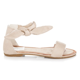 Vices Zamszowe wiązane sandałki brązowe