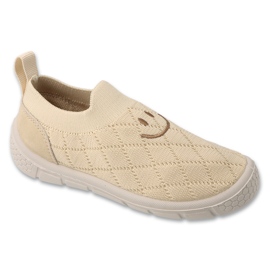 Befado kapcie dziecięce 102X034 beżowe z aplikacją beżowy