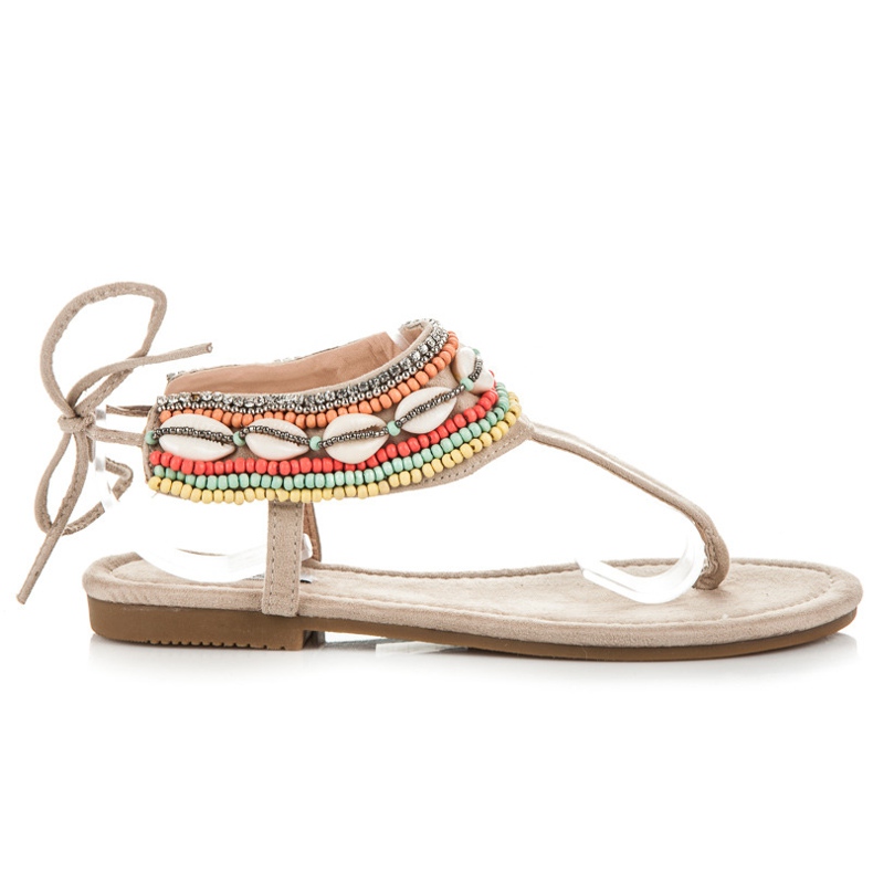 Vices Wiązane sandałki etno brązowe