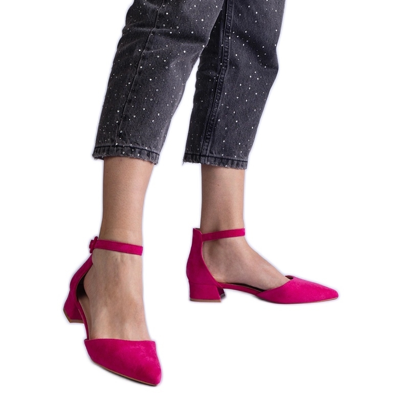 Ciemnoróżowe czółenka na niskim słupku