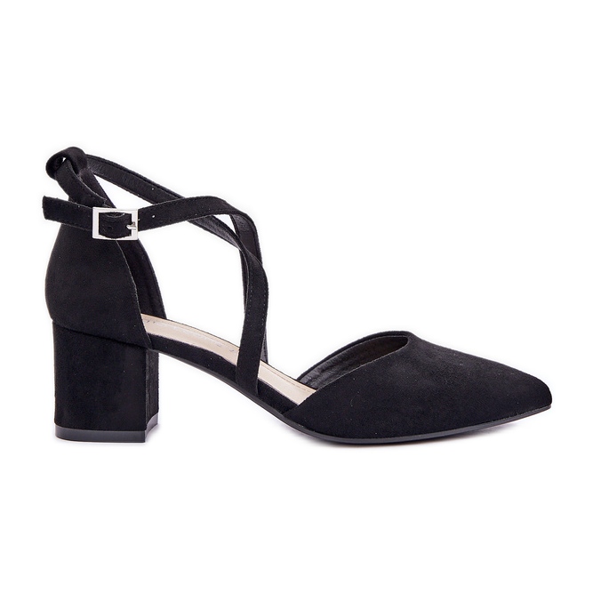 Czółenka Na Słupku Z Eko Zamszu Sergio Leone Czarne