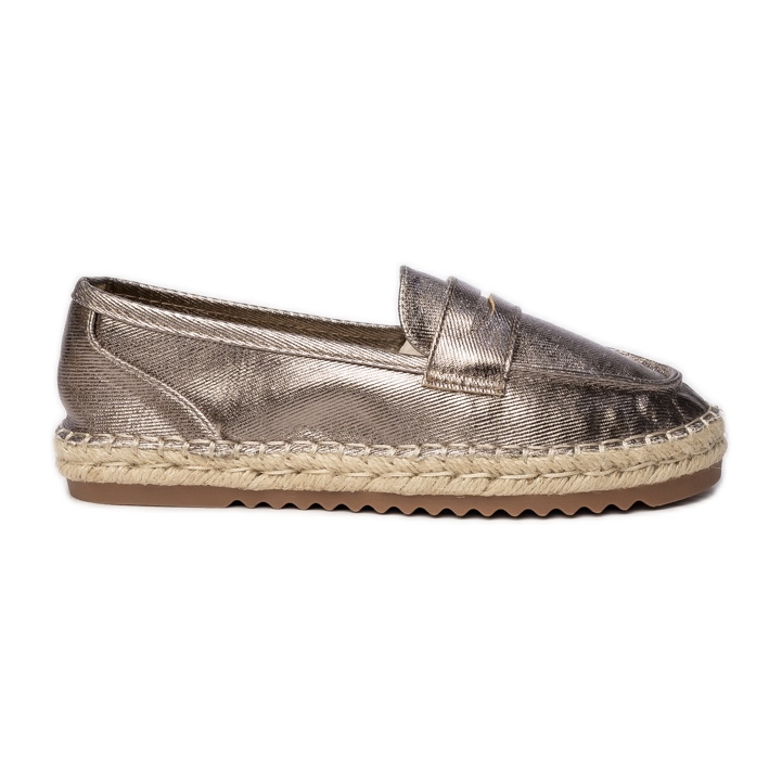 Espadryle Damskie Mokasyny Metaliczne Brązowe