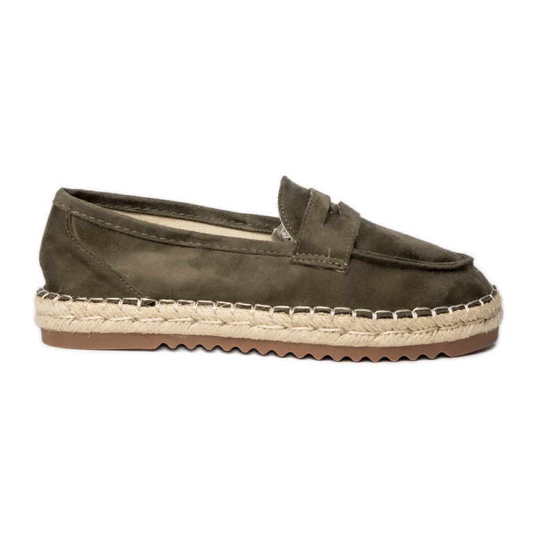 Espadryle Damskie Mokasyny Ciemnozielone