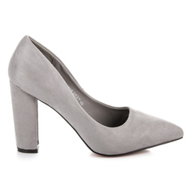 Seastar Zamszowe czółenka na słupku szare