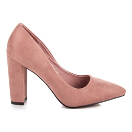 Seastar Zamszowe czółenka na słupku różowe