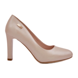 Czółenka Damskie Na Słupku Sergio Leone Nude Perła Campbell beżowy