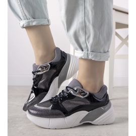 D/GMR Czarne sneakersy na wysokiej podeszwie Rude srebrny