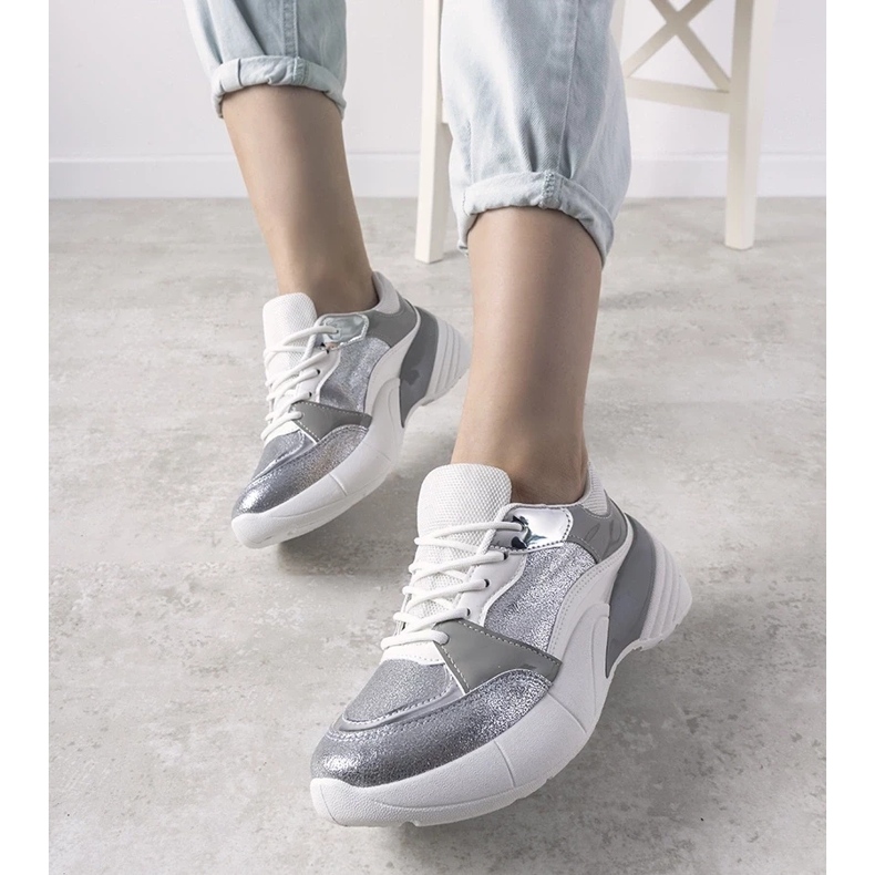 D/GMR Srebrne sneakersy na wysokiej podeszwie Rude srebrny