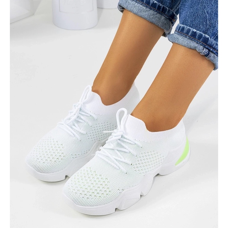 D/GMR Biało zielone sneakersy sportowe Daniela białe