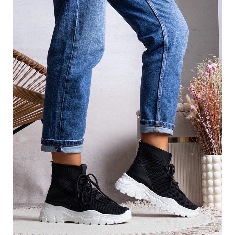 D/GMR Czarne sneakersy skarpetkowe Frahm