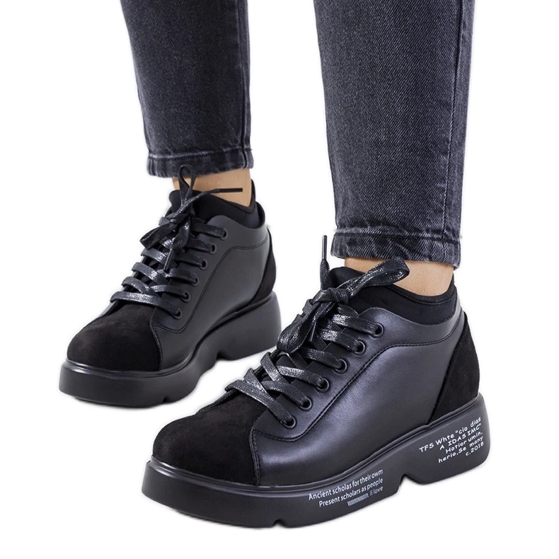 D/GMR Czarne sneakersy na wysokiej podeszwie Ambly