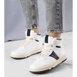 D/GMR Biało-czarne sneakersy za kostkę Robin białe