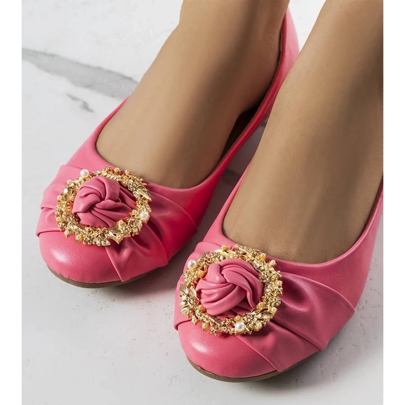 D/GMR Różowe balerinki ze złotą ozdobą Antoinette
