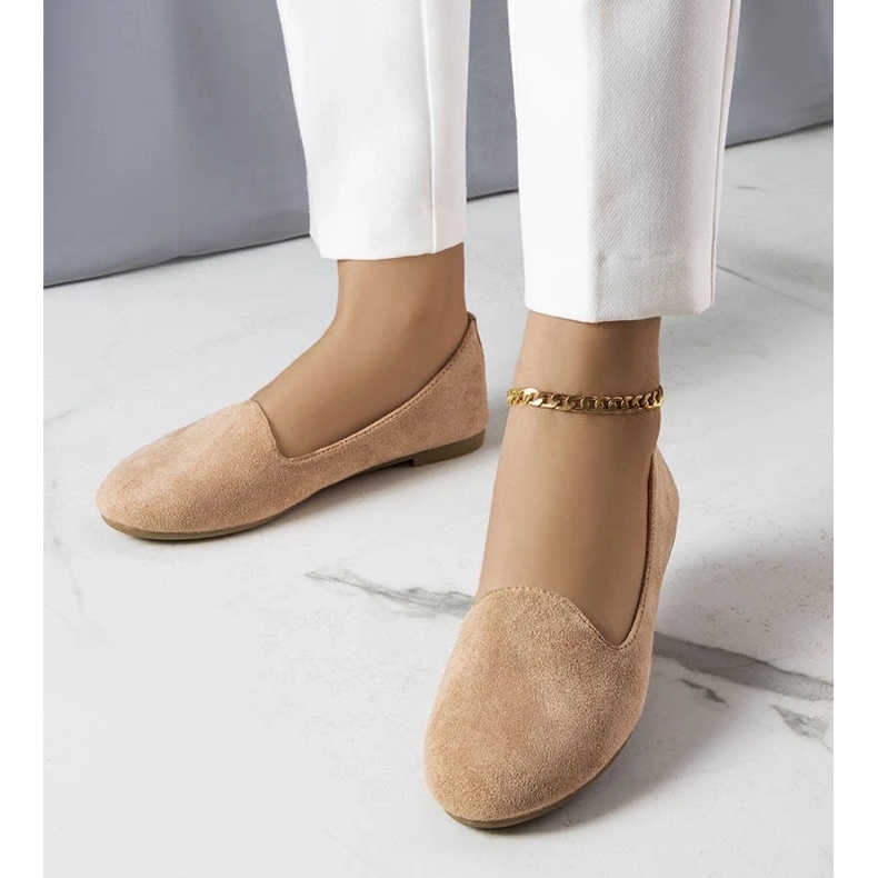 D/GMR Beżowe balerinki eko-zamszu Marion beżowy