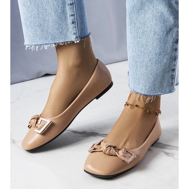 D/GMR Beżowe balerinki z kokardką Tabitha beżowy