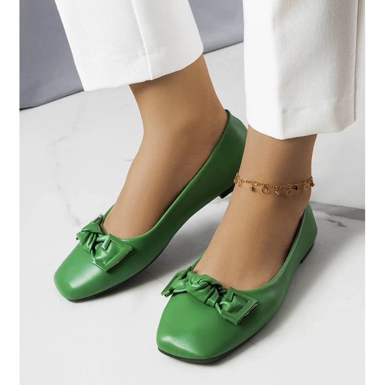 D/GMR Zielone balerinki z kokardką Tabitha