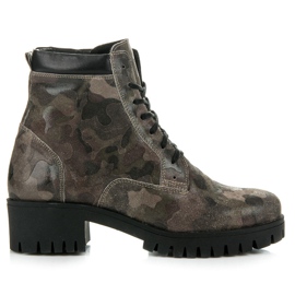 Vinceza Sznurowane Botki Z Protektorem zielone