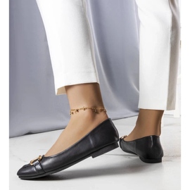 D/GMR Czarne balerinki ze złotym zdobieniem Iris