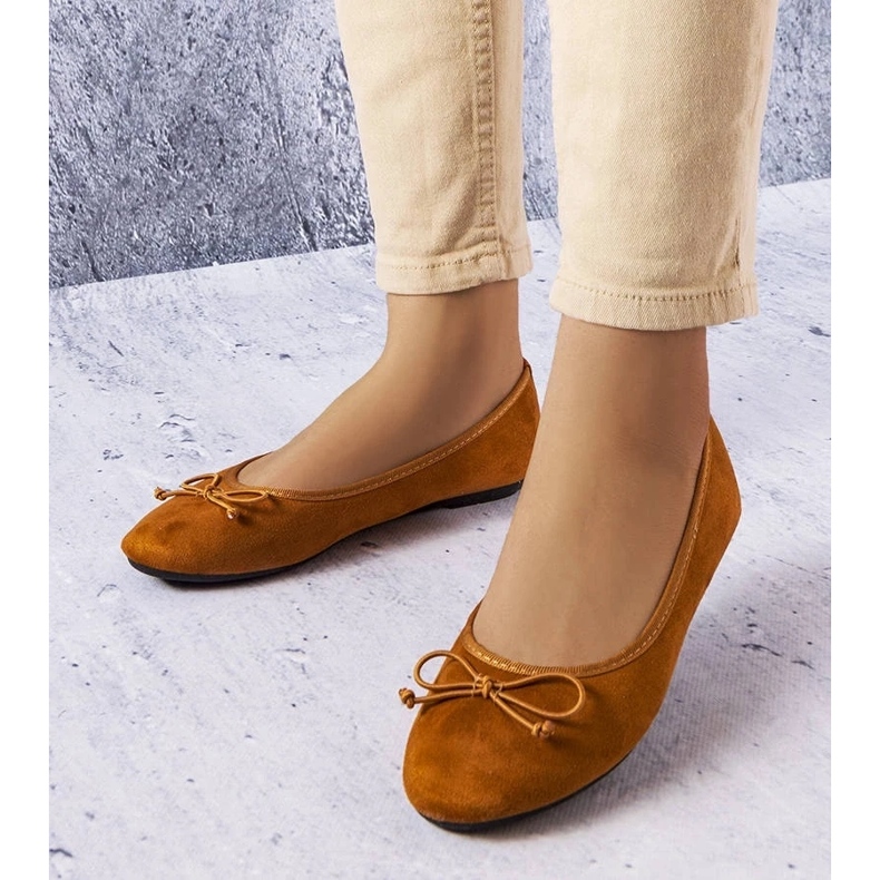 D/GMR Brązowe balerinki z kokardką Chandonnet