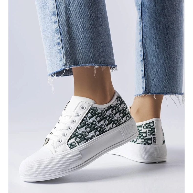 D/GMR Trampki damskie białe sznurowane z modnym wzorem Marquis