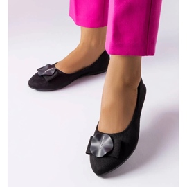 D/GMR Czarne balerinki zdobione cyrkoniami Rémy