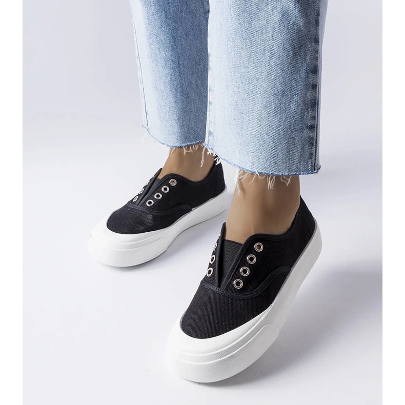 D/GMR Czarne wsuwane trampki Rabican