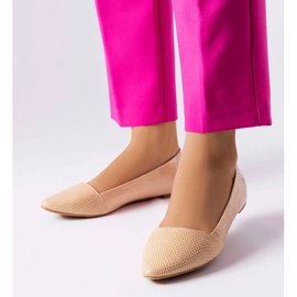 D/GMR Beżowe eleganckie balerinki Riel beżowy