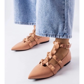 D/GMR Beżowe balerinki z efektownym zapięciem Blur beżowy