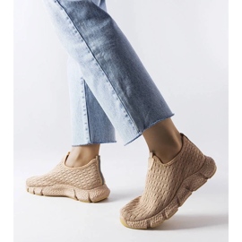 D/GMR Beżowe sportowe sneakersy wsuwane Obenor beżowy