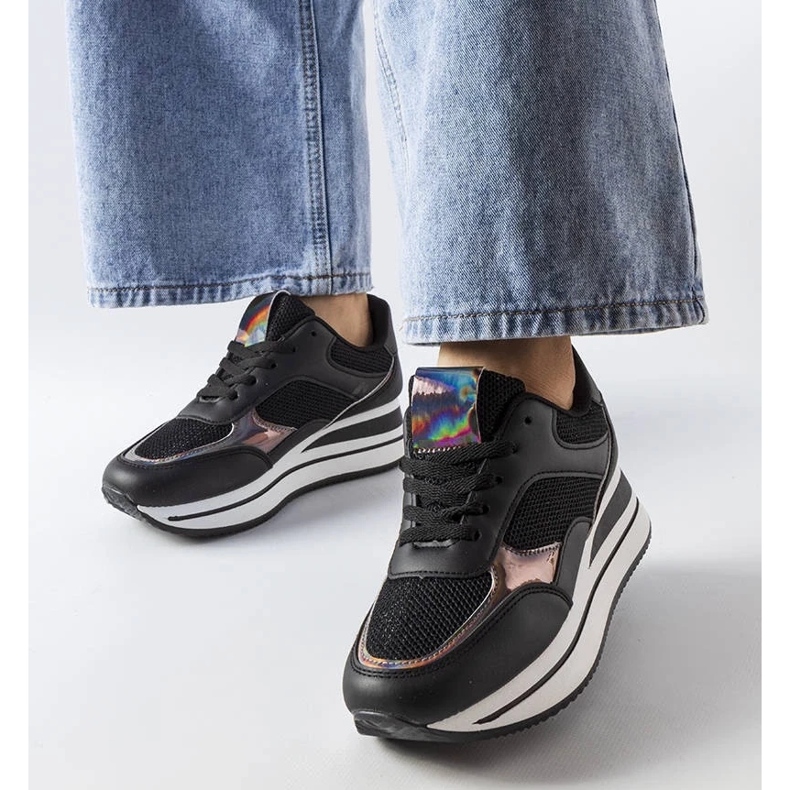 D/GMR Czarne sneakersy na grubej podeszwie Ethel