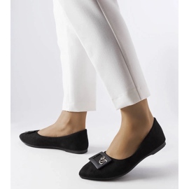 D/GMR Czarne balerinki zdobione cyrkoniami Fleming