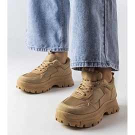 D/GMR Ciemnobeżowe buty sportowe damskie Mikeladze beżowy