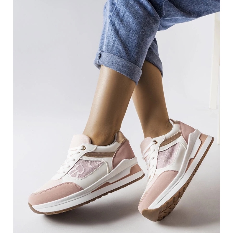 D/GMR Różowe sneakersy ze wzorystą wstawką Genovesee