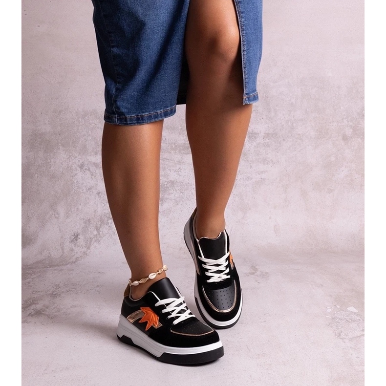 D/GMR Czarne sneakersy eko zamszową wstawką Kollins