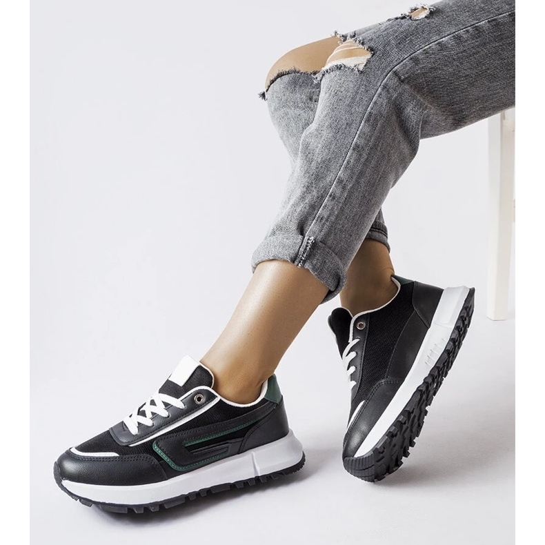 D/GMR Czarne sneakersy z zielonym akcentem Tod