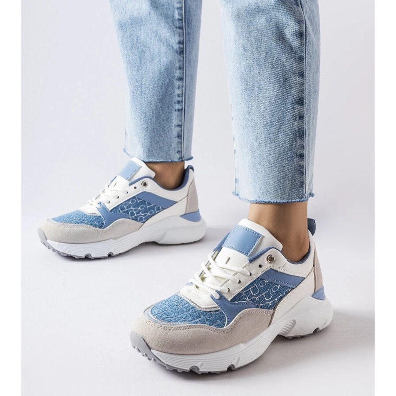 D/GMR Niebiesko-białe buty ze srebrnym zdobieniem Rio szare