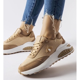 D/GMR Brązowo-białe sneakersy z ozdobna nitką Acciano brązowe