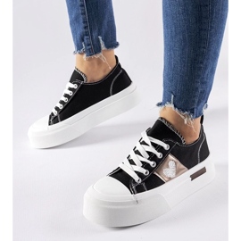 D/GMR Czarno-srebrne trampki na platformie Lawton czarne