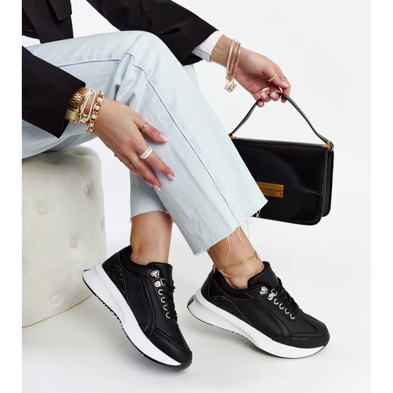 D/GMR Czarne sneakersy na platformie Taima