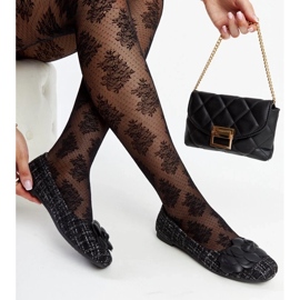 D/GMR Czarne balerinki z ozdobnym kwiatkiem Mateja